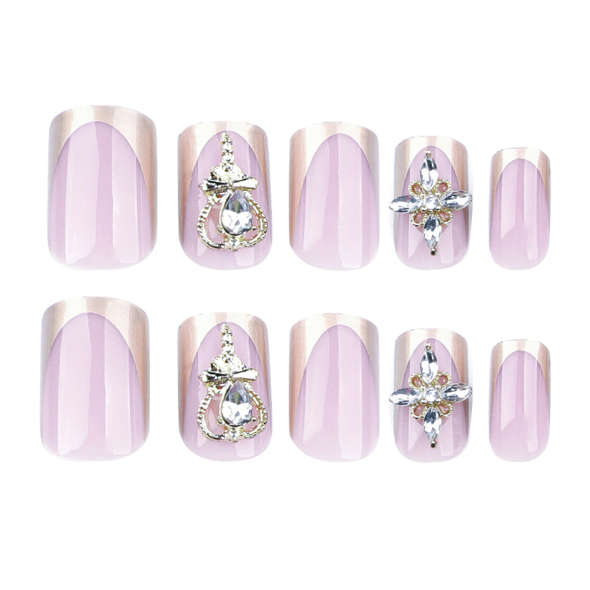 Press-On Nail Set High-Gloss & Gold Accents