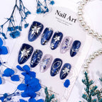 Press-On Nail Set Hinged Floral & Pearl Accents