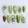 Press-On Nail Set Holiday Character Designs Glossy & Matte
