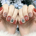 Press-On Nail Set Holiday Designs 24-Piece Long-Lasting