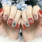 Press-On Nail Set Holiday Designs 24-Piece Long-Lasting