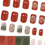 Press-On Nail Set Holiday Designs 24-Piece Long-Lasting