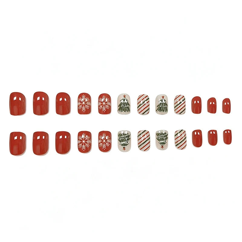 Press-On Nail Set Holiday Designs 24-Piece Long-Lasting