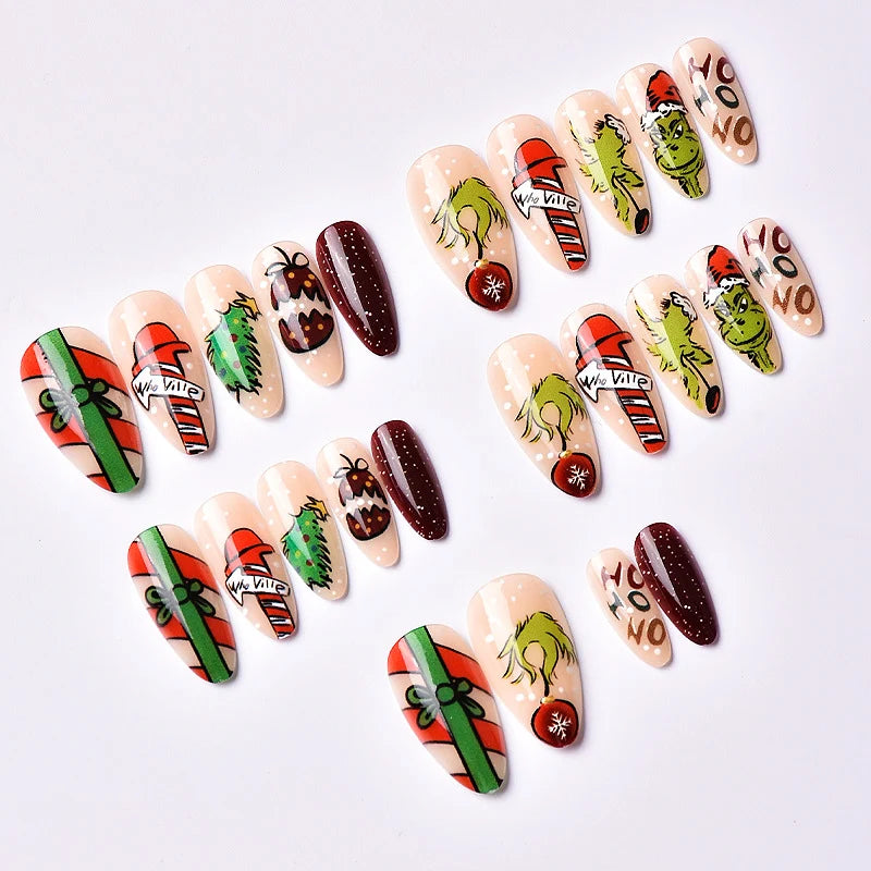 Press-On Nail Set Holiday Designs Easy Application
