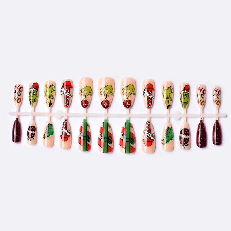 Press-On Nail Set Holiday Designs Easy Application