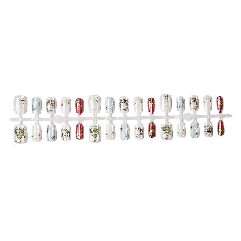 Press-On Nail Set Holiday Designs Multiple Sizes