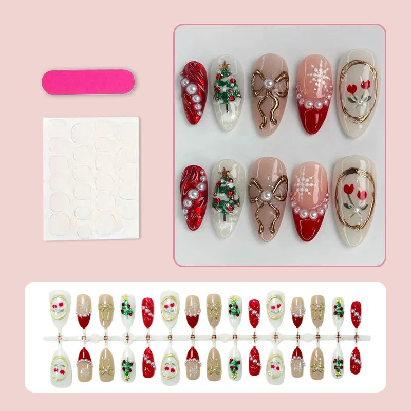 Press-On Nail Set Holiday Designs Multiple Sizes