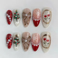 Press-On Nail Set Holiday Designs Multiple Sizes