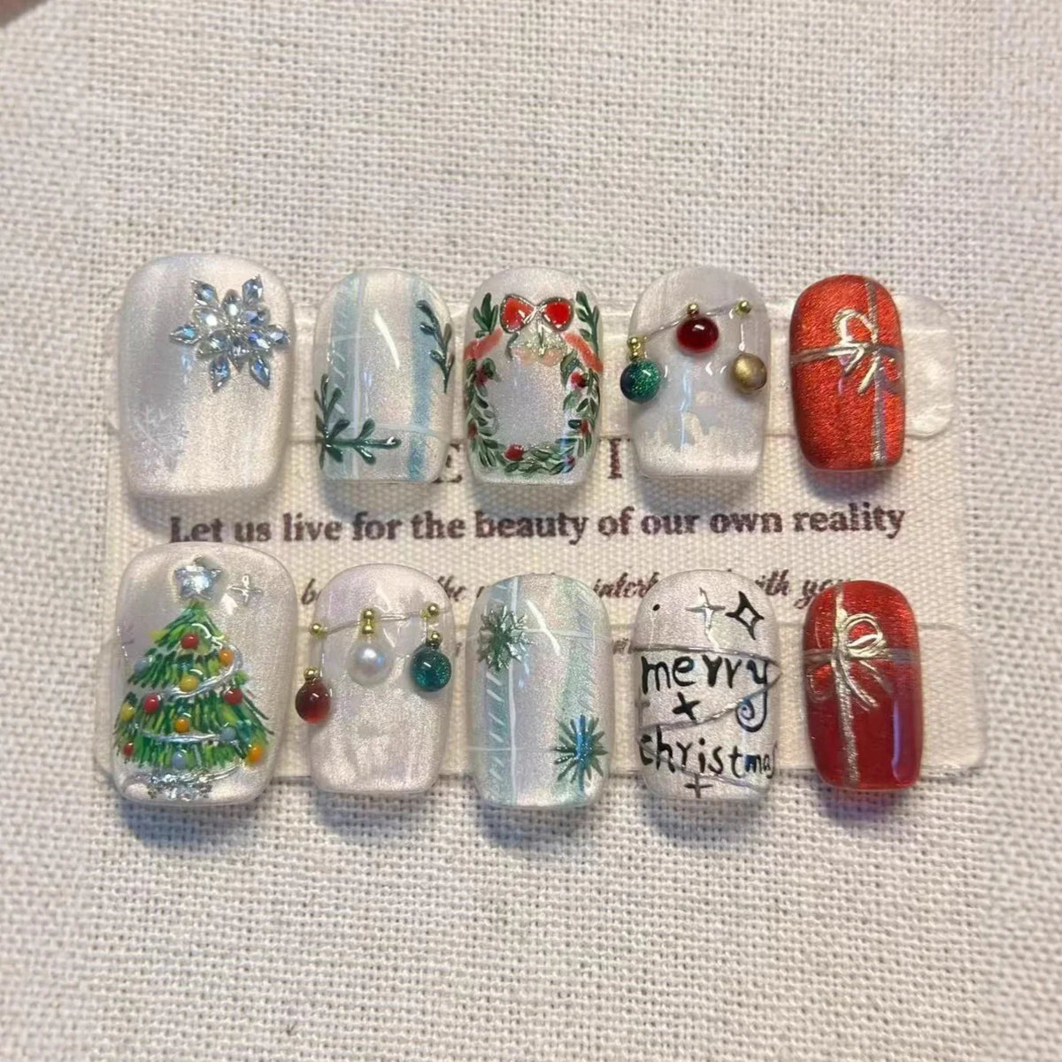 Press-On Nail Set Holiday Designs No Glue