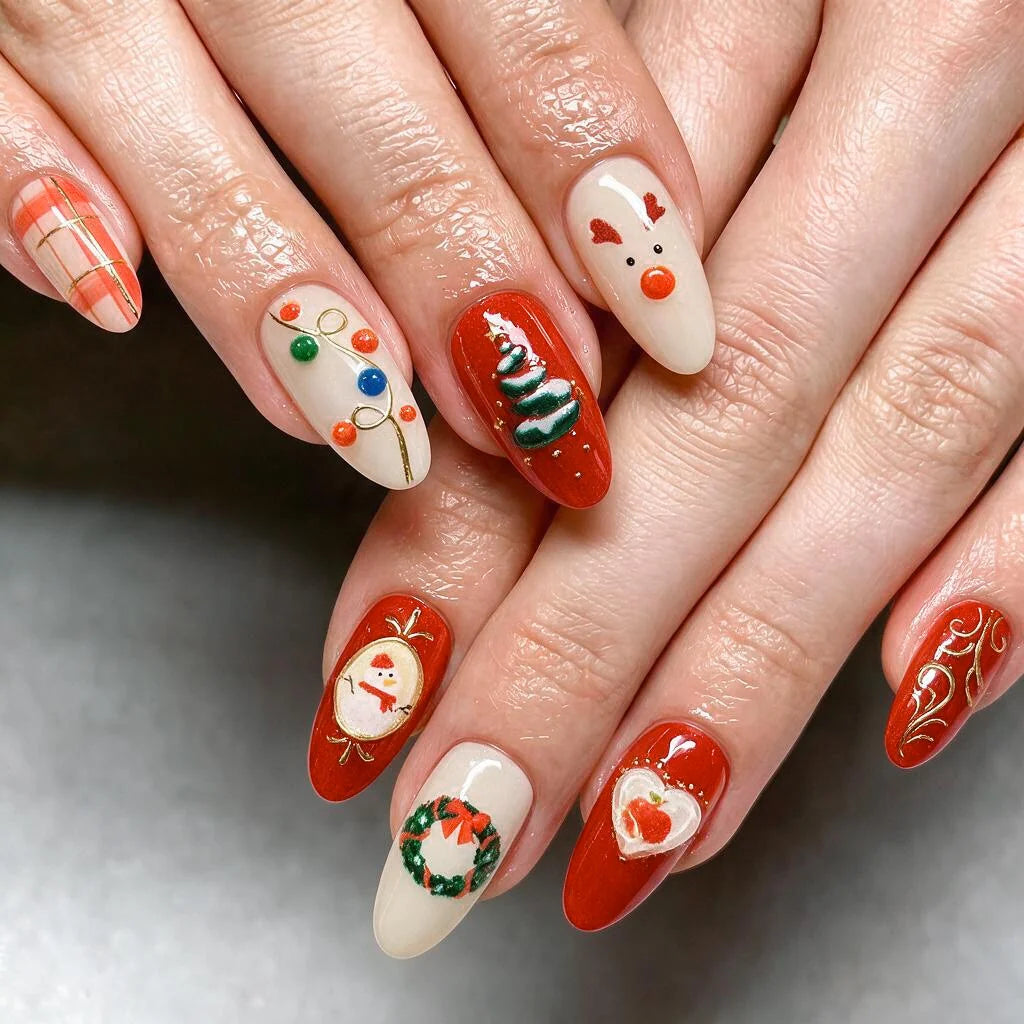 Press-On Nail Set Holiday Designs Peel-And-Stick Comfort Fit