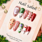 Press-On Nail Set Holiday Designs Peel-And-Stick Reusable