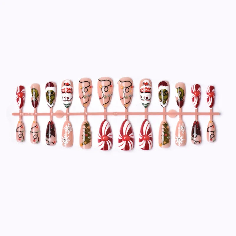 Press-On Nail Set Holiday Designs Peel & Stick Non-Toxic