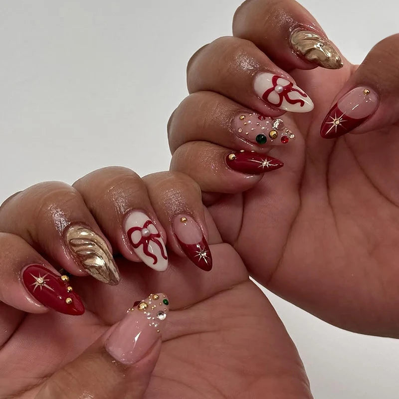Press-On Nail Set Holiday Designs Quick Apply Long-Lasting
