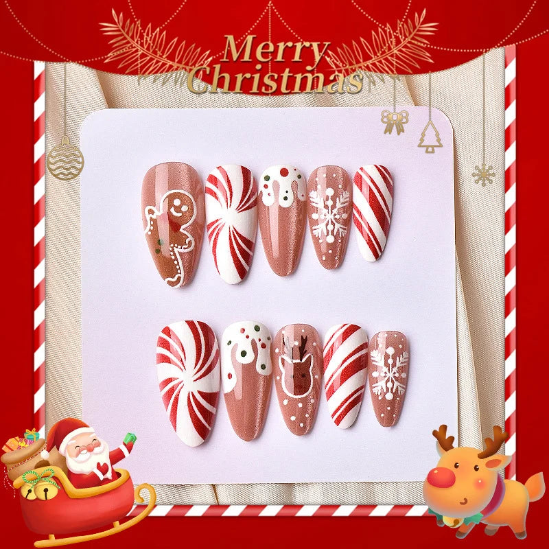 Press-On Nail Set Holiday Designs Reusable