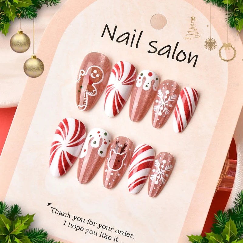 Press-On Nail Set Holiday Designs Reusable