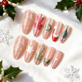 Press-On Nail Set Holiday Designs Reusable Adhesive Tabs