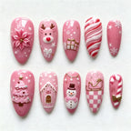 Press-On Nail Set Holiday Designs Reusable & Glossy