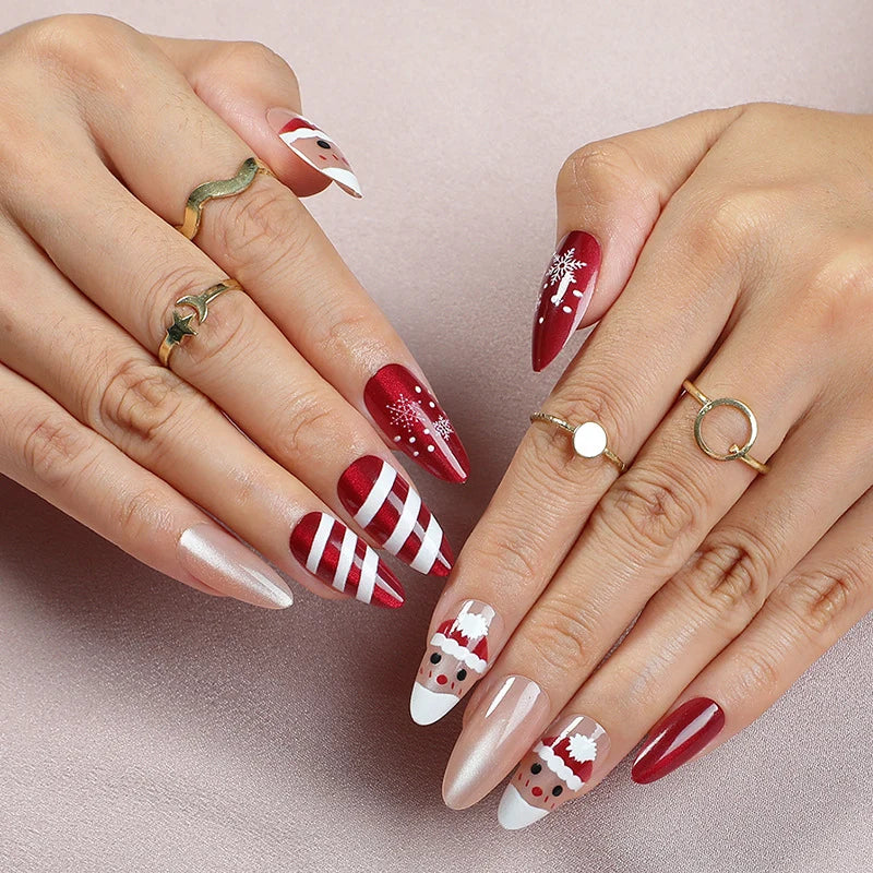 Press-On Nail Set Holiday Designs Reusable & Multiple Sizes