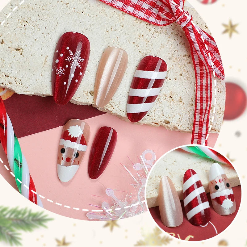 Press-On Nail Set Holiday Designs Reusable & Multiple Sizes