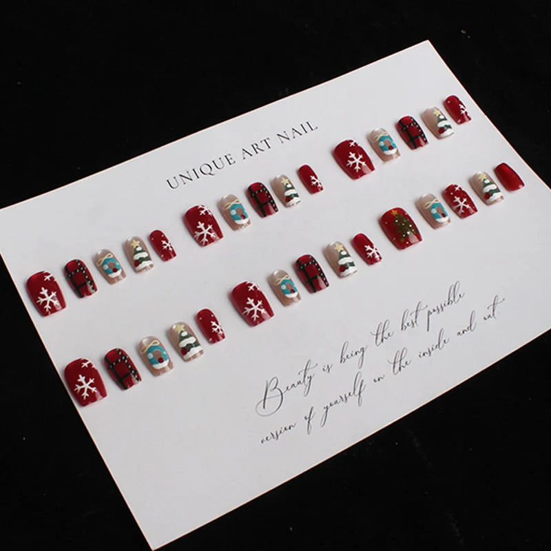 Press-On Nail Set Holiday Designs Self-Adhesive Assorted Sizes
