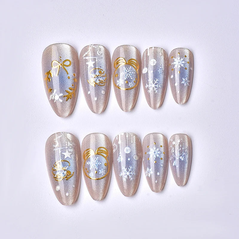 Press-On Nail Set Holiday Designs Self-Adhesive & Reusable