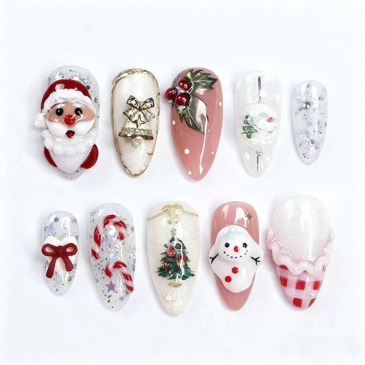 Press-On Nail Set Holiday Designs Set of 10