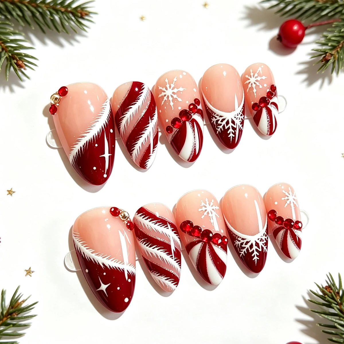 Press-On Nail Set Holiday Designs Set of 24