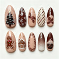 Press-On Nail Set Holiday Designs Silver Accents Multiple Sizes