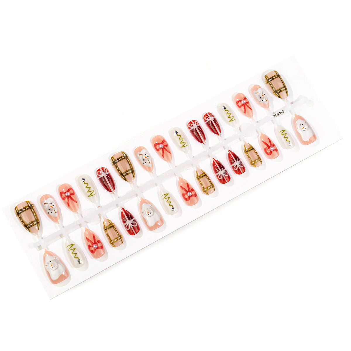 Press-On Nail Set Holiday Designs Strong Adhesive Multiple Sizes