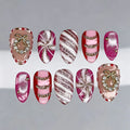Press-On Nail Set Holiday Motifs Long-Lasting Multiple Sizes