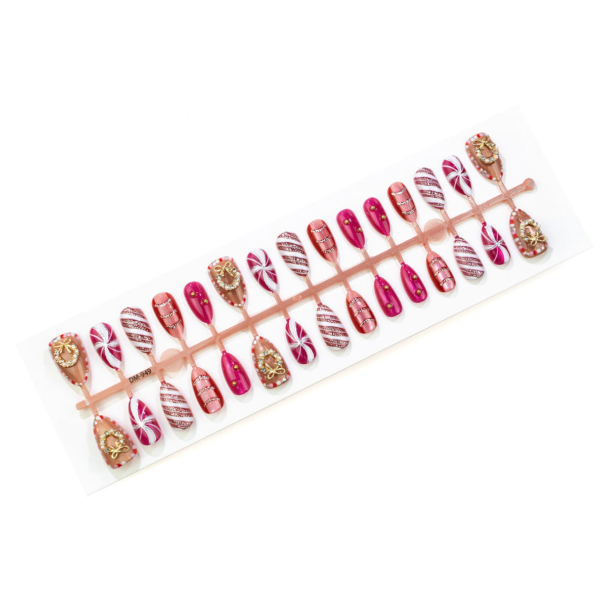 Press-On Nail Set Holiday Motifs Long-Lasting Multiple Sizes