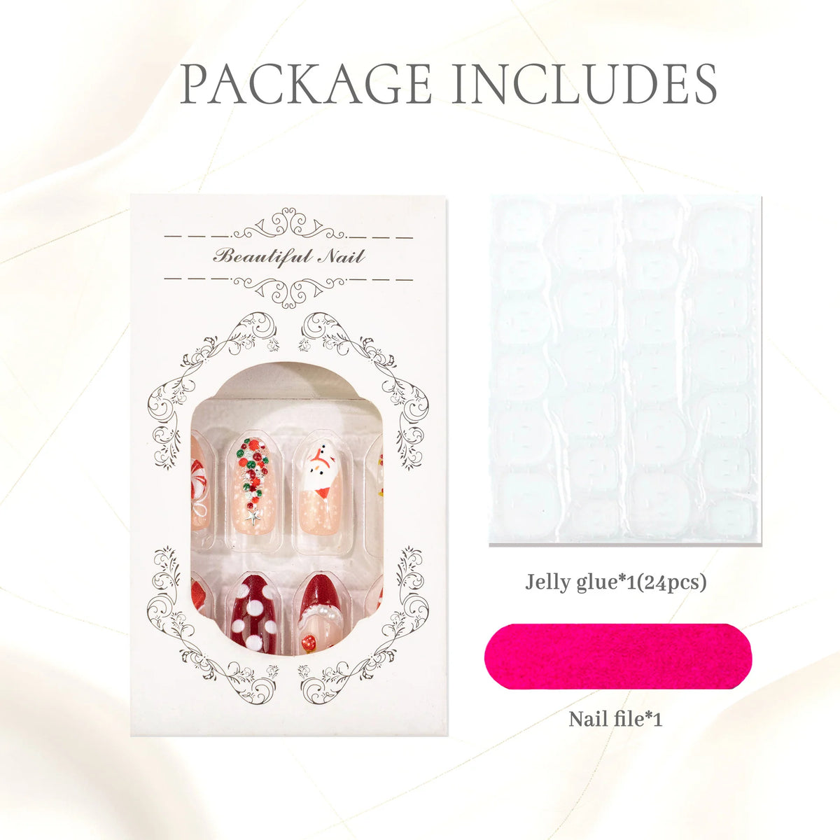 Press-On Nail Set Holiday Motifs Long-Lasting Wear