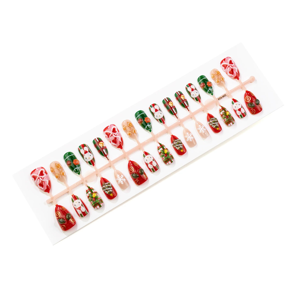 Press-On Nail Set Holiday Motifs Tool-Free Multiple Sizes