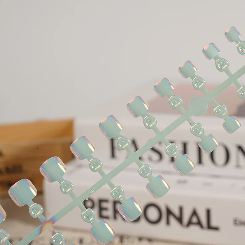 Press-On Nail Set Holographic Shimmer Glue-On & Multiple Sizes