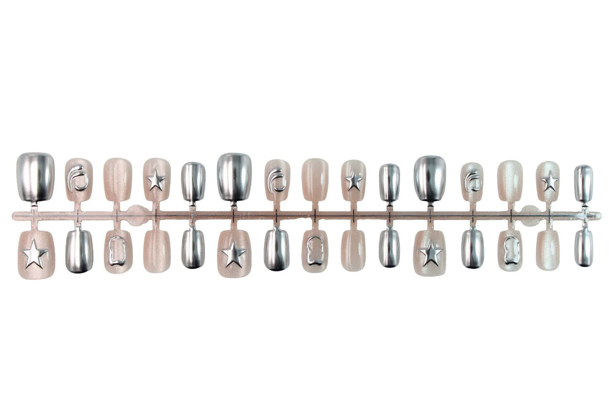 Press-On Nail Set Holographic Star Easy Application