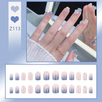 Press-On Nail Set Ice Blue Acrylic 24 Piece