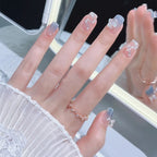 Press-On Nail Set Ice Blue Acrylic 24 Piece
