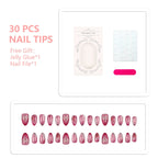 Press-On Nail Set Intricate Bow & Rhinestone