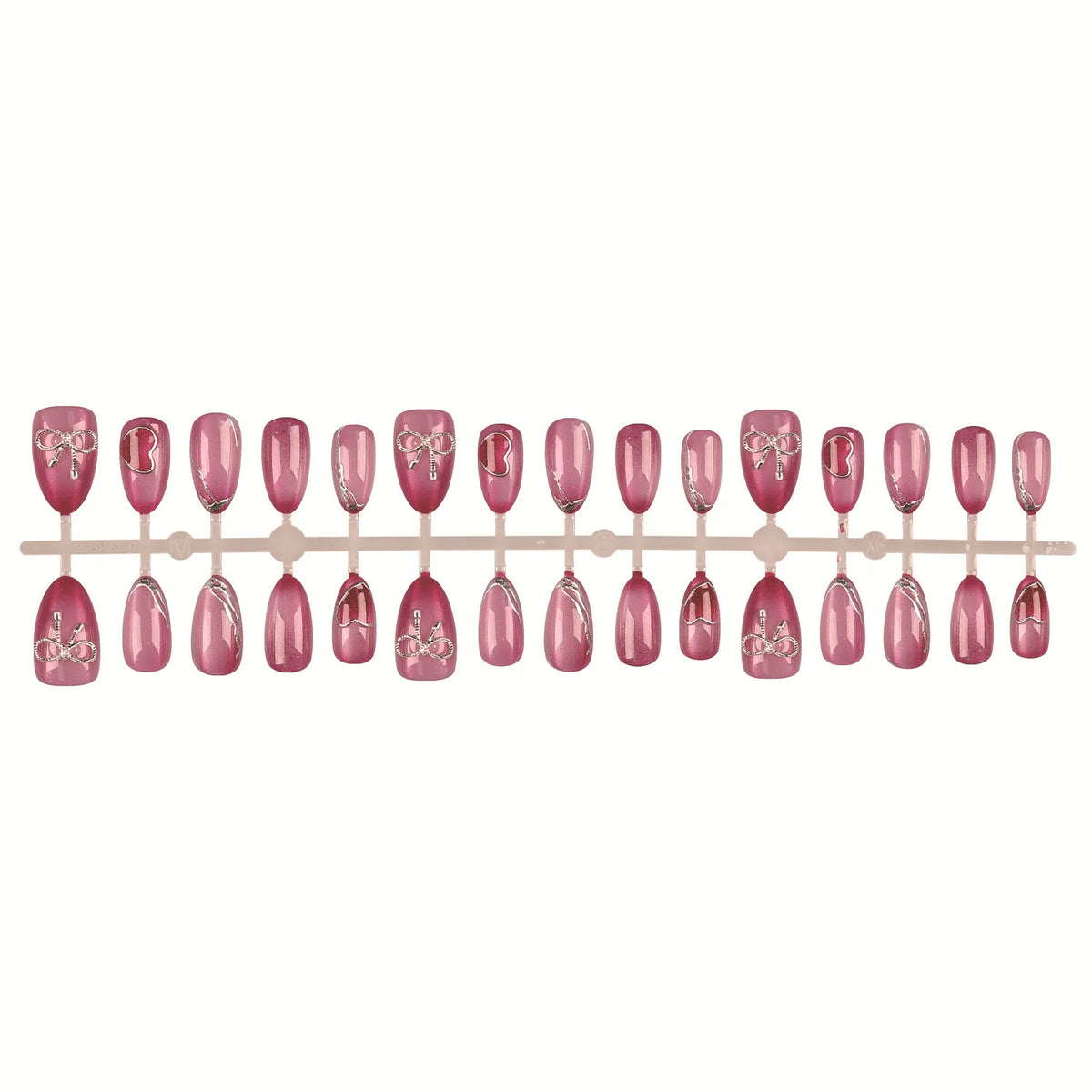 Press-On Nail Set Intricate Bow & Rhinestone