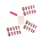 Press-On Nail Set Intricate Bow & Rhinestone