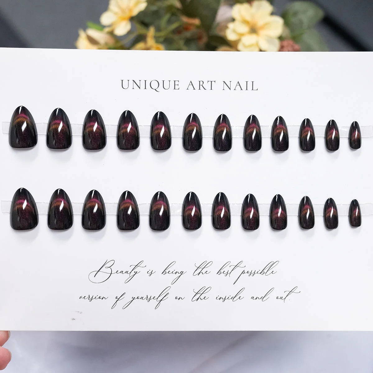 Press-On Nail Set Intricate Designs Almond Shape & Multiple Sizes