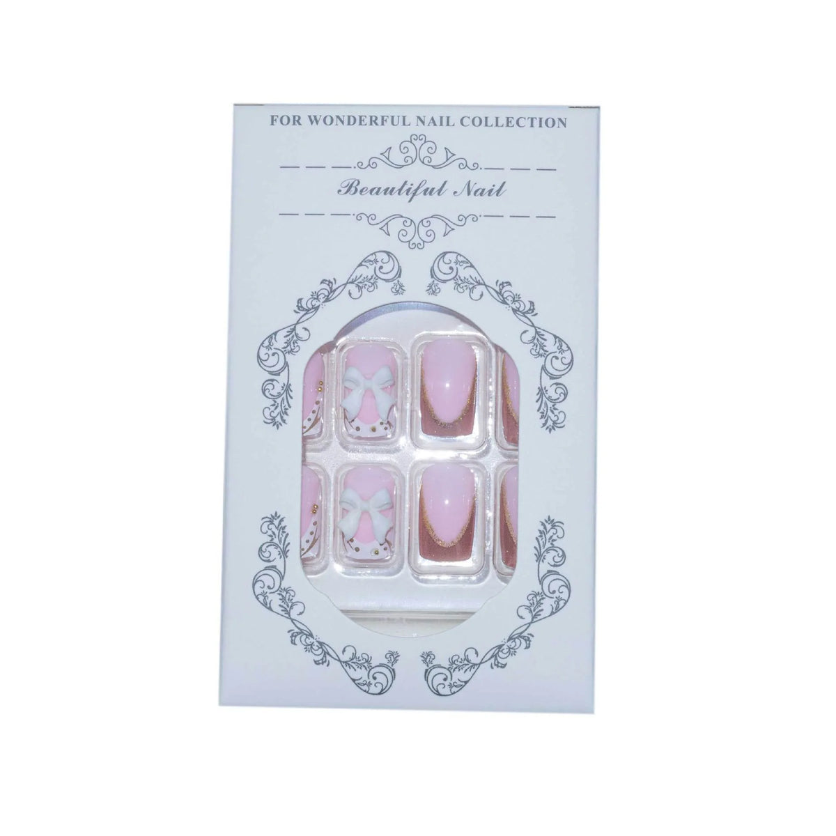 Press-On Nail Set Intricate Elegant Designs Gel-Like Finish
