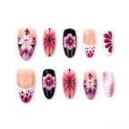 Press-On Nail Set Intricate Floral Comfort Fit