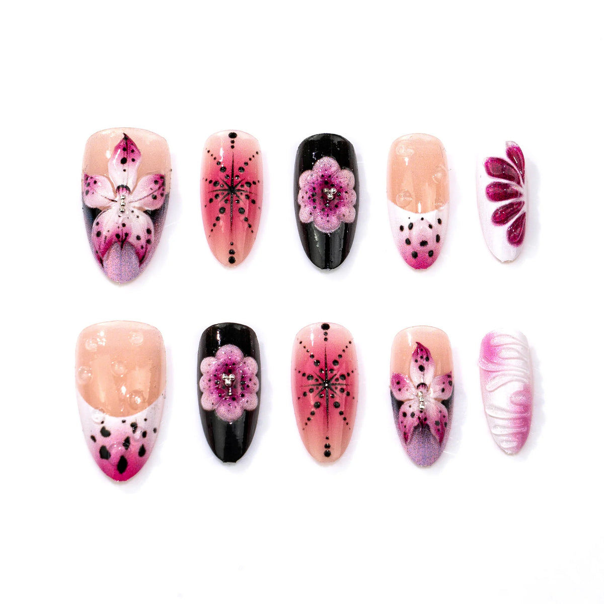 Press-On Nail Set Intricate Floral Comfort Fit