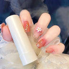 Press-On Nail Set Intricate Floral Design Chip-Resistant