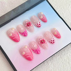 Press-On Nail Set Intricate Floral Design Varied Sizes Long-Lasting