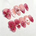 Press-On Nail Set Intricate Floral Designs Easy Application
