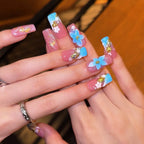 Press-On Nail Set Intricate Floral Durable & Easy Application
