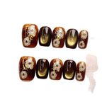Press-On Nail Set Intricate Floral & Easy Application
