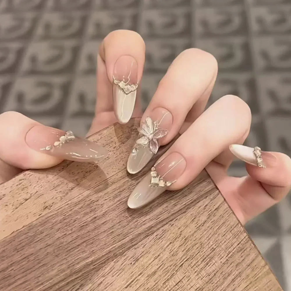 Press-On Nail Set Intricate Floral Gel-Look Multiple Sizes